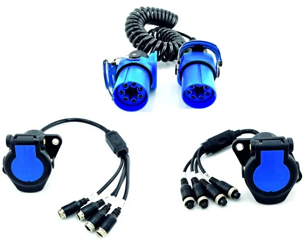 AgraConnect Blue - Spiralkabel und 2x Kamera Steckdose 4-Kanal AgraConnect Blue - Spiralkabel und 2x Kamera Steckdose 4-Kanal